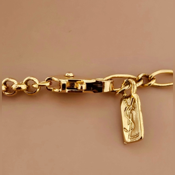 Yves Saint Laurent Gold-plated Necklace With Red Gemstones - Picture 4 of 4